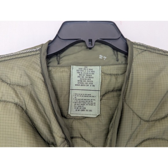 Vintage Army Military Cold Weather Field Jacket Coat Quilted Liner Green Mens  L - Picture 4 of 7